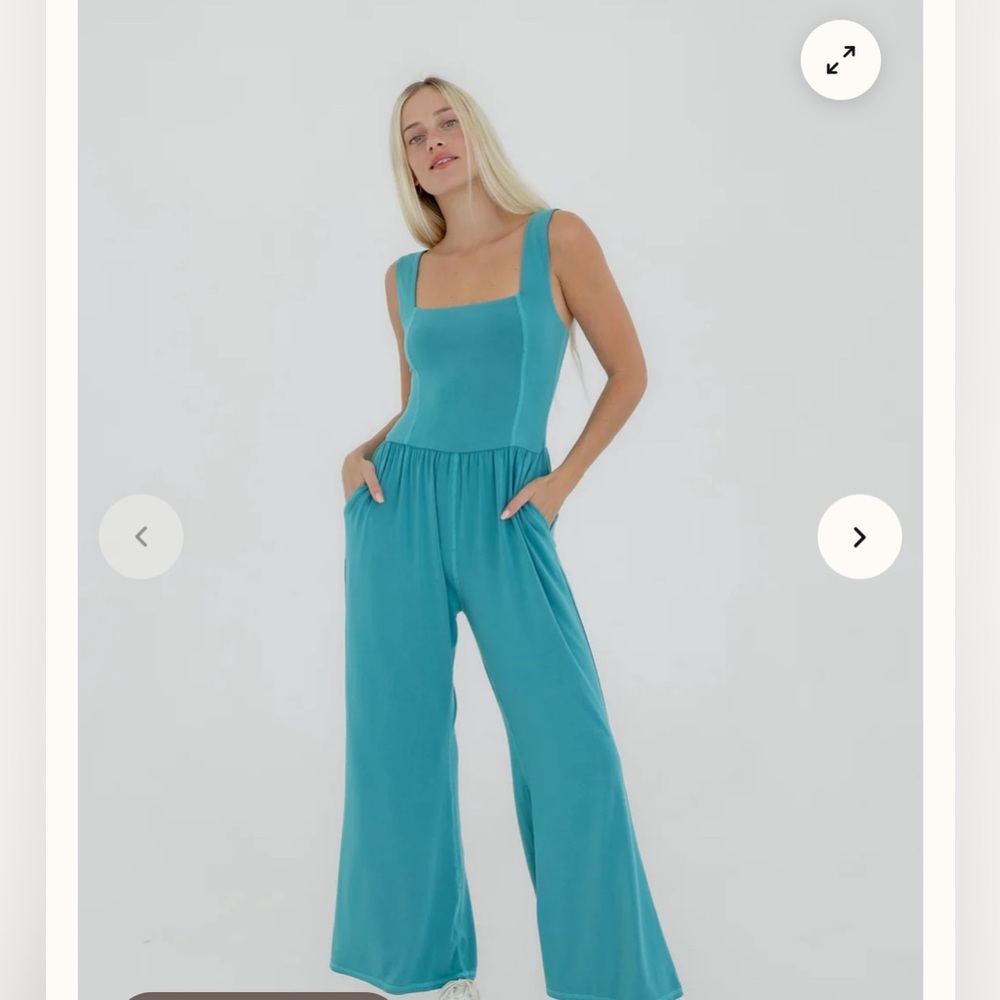IMBODHI turquoise bamboo jumpsuit large